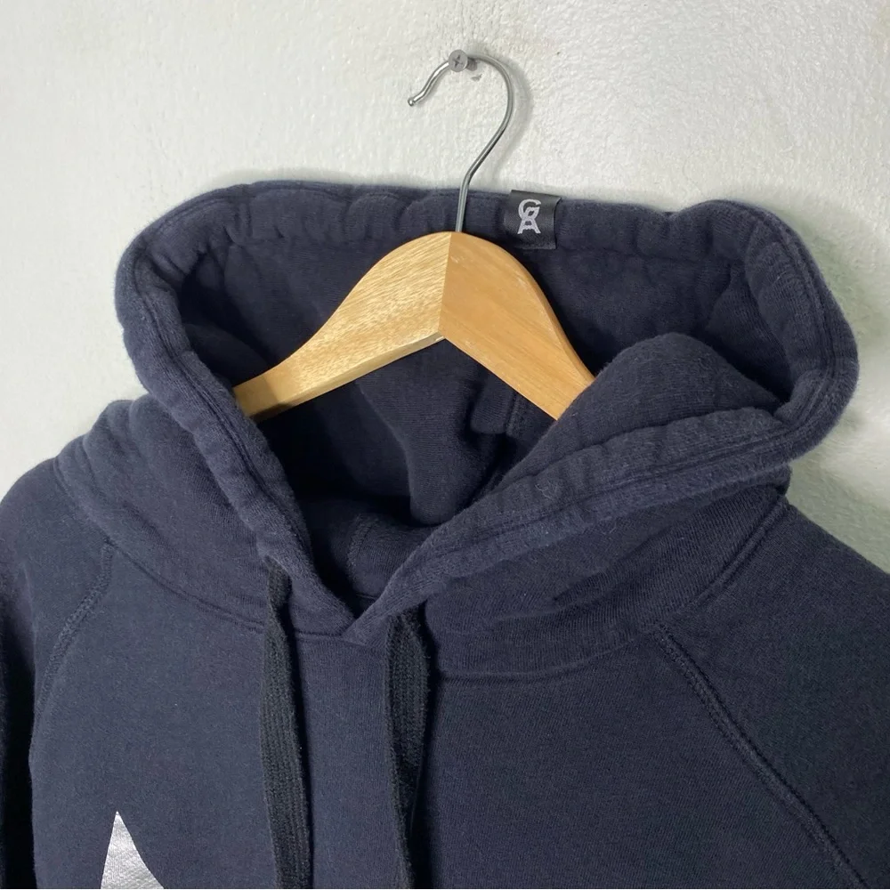 Good American Stars And Stripes Black Silver Hoodie Sweatshirt Dress - Picture 5 of 16